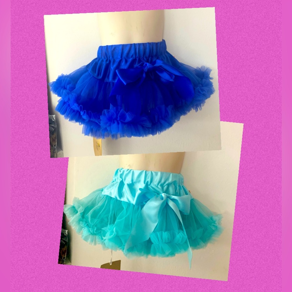 6/18 Months Royal or Aqua Adjustable Waist Layered Pettiskirt Tutu Skirt NWT
